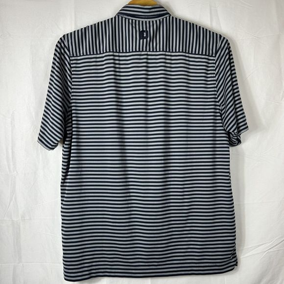 Footjoy FJ Mens Gray Blue Striped Short Sleeve Polo Size XXLarge Stretch Golf - Picture 2 of 6